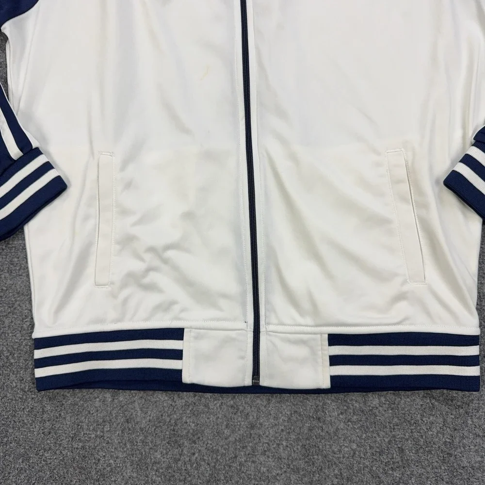 VTG Polo Ralph Lauren Track Jacket Mens L White Navy Full Zip Striped Colorblock